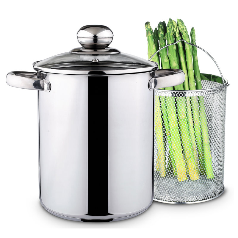 Imperial Home 4Quart Stainless Steel Stovetop Steamer with Glass Lid